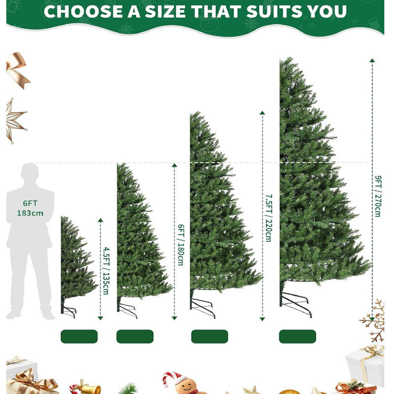 Lighted Artificial Christmas Tree, 180cm H 