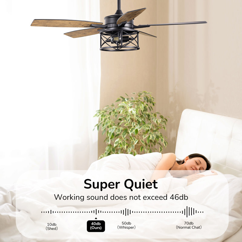 Ventilateur de plafond en bois de 52 po avec ensemble d'éclairage et télécommande inclus