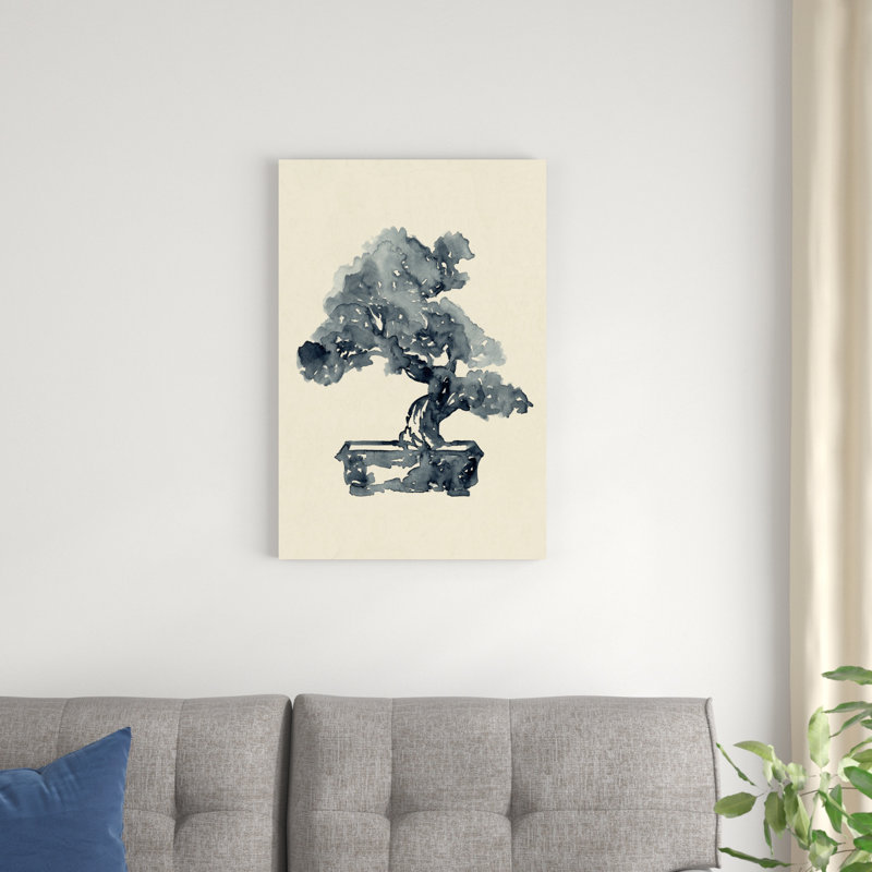«Indigo Bonsai II» par Jacob Green - peinture sur toile tendue, H 30 po x l 20 po