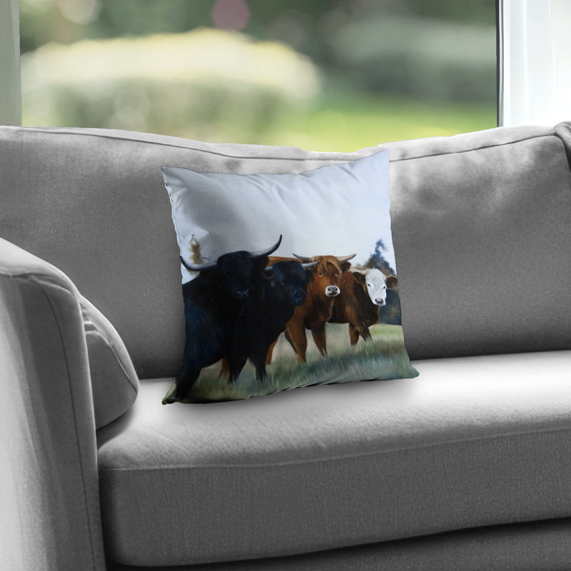 Four Highland Cows Kitchen Throw - Farm Animal Home Decor