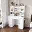 Grande coiffeuse avec miroir, 6 tiroirs et tablettes