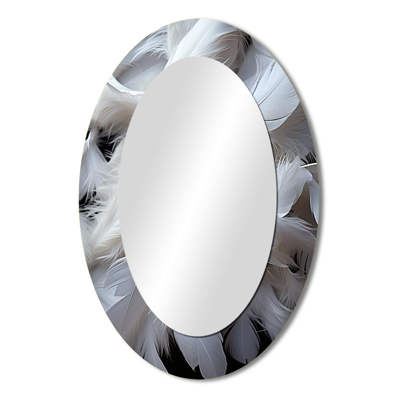 Light As A Feather I - Miroir mural ovale blanc, 36 po x 24 po
