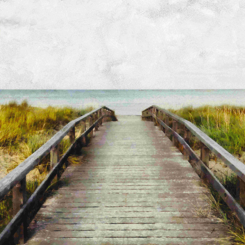 Beach Wooden Path - Wrapped Canvas Painting, 30" H x 30" W