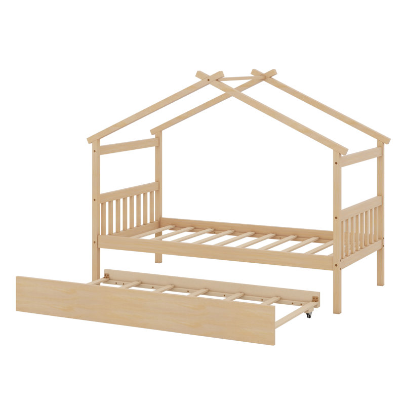 Lit en bois avec couchette, Naturel