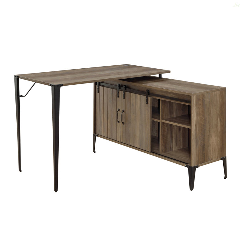 Bureau 48 po en chêne gris et finition noire, Chêne