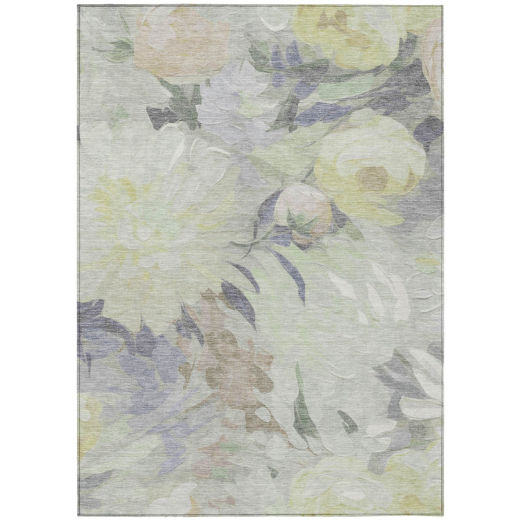 Machine Washable Indoor/Outdoor Huseby ACN2264 Floral Rug