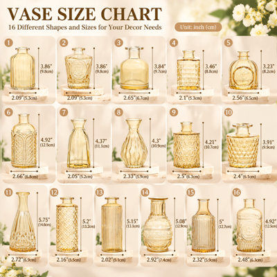 16P  Glass Bud Vases