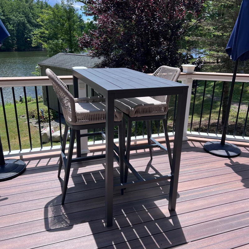 Table de salle à manger rectangulaire pour 2 personnes avec tabourets de bar, Gris foncé