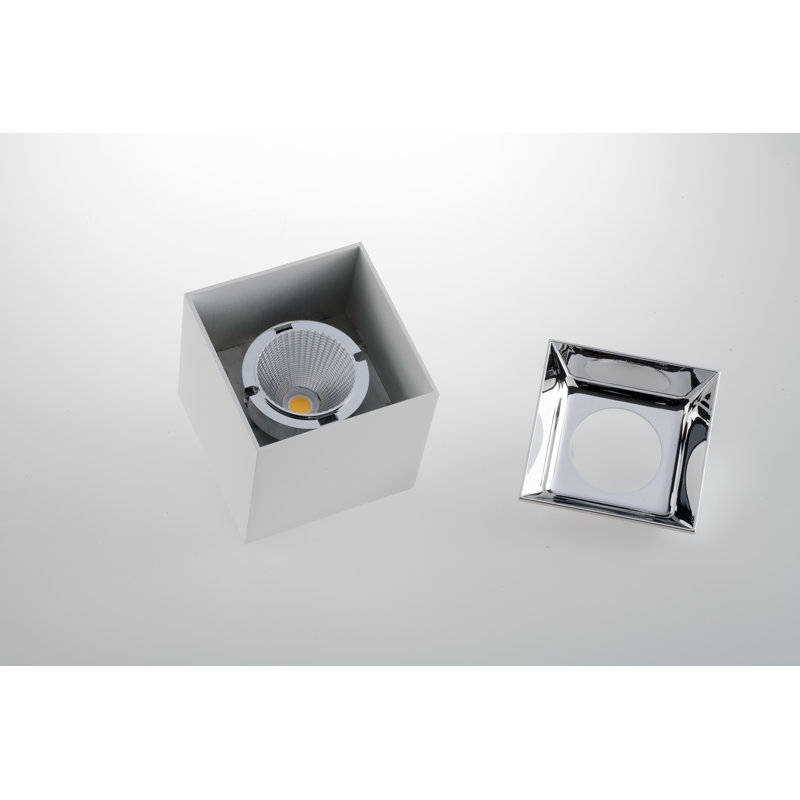 Acrylic LED Flush Mount, White/Chrome