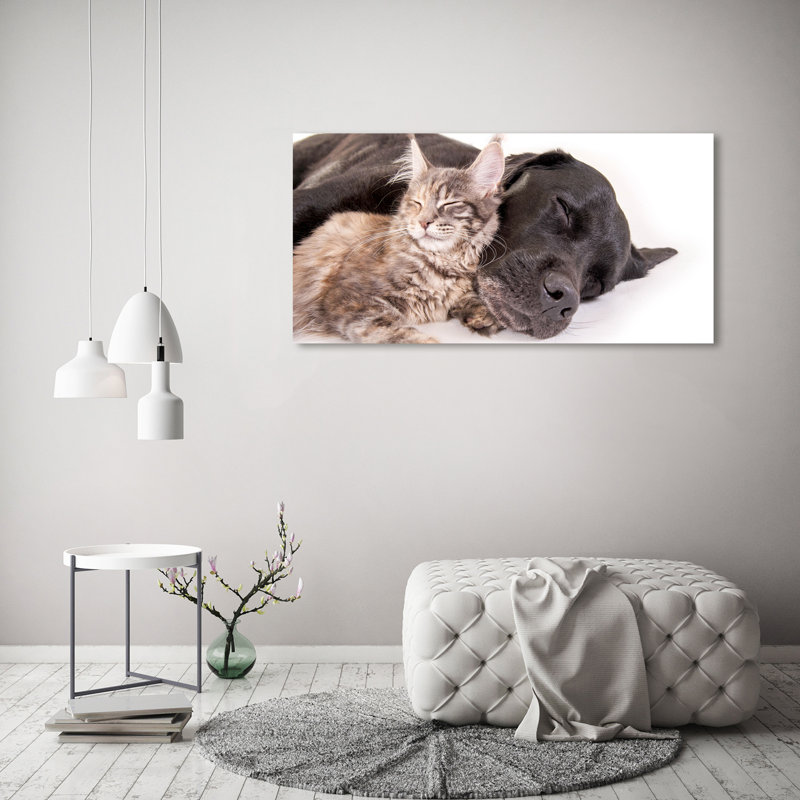 Dog With A Cat - Wrapped Canvas Print