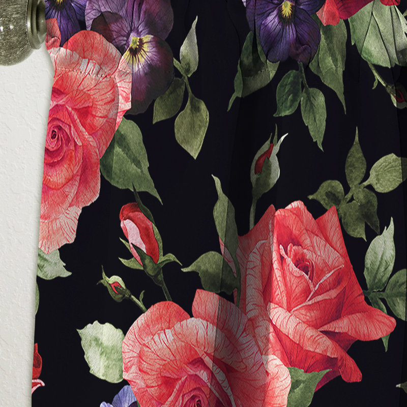 Rideau simple occultant Pansy Flowers Rose, L 52 po x L 108 po