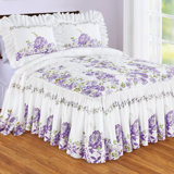 Lavender Floral Garden Ruffle Skirt Bedspread