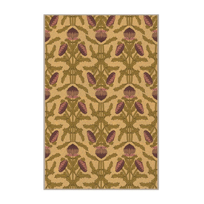 Tapis floral / brun en laine à motif floral