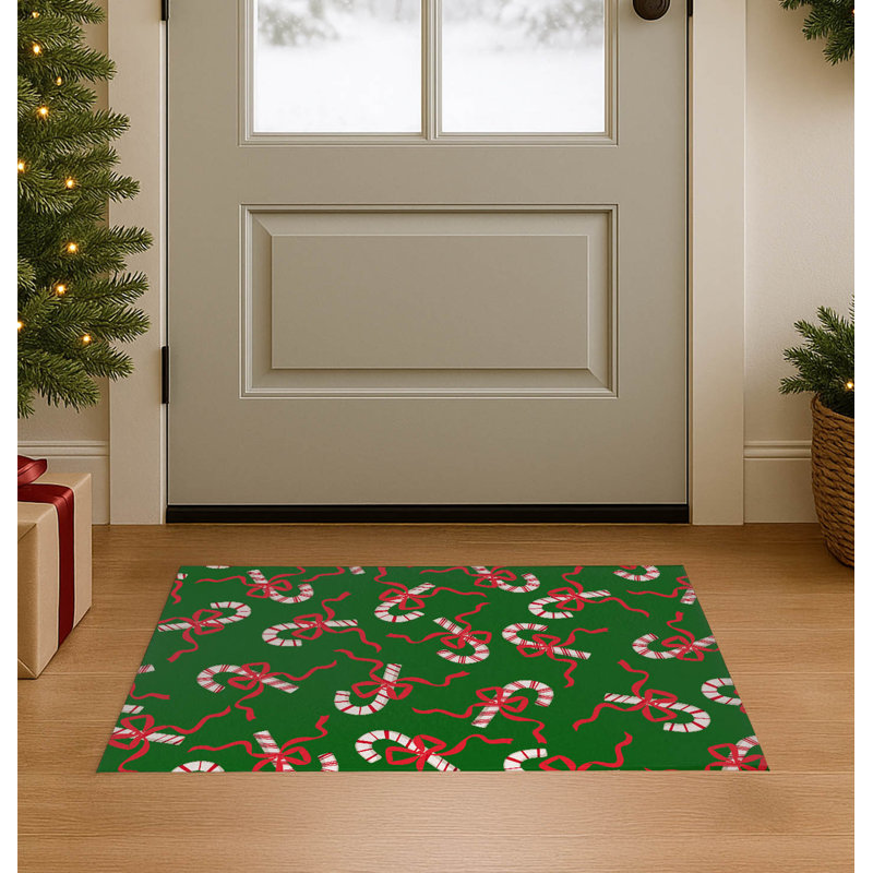Paillasson Candycanes & Bows, L 48 po x L 72 po, Vert