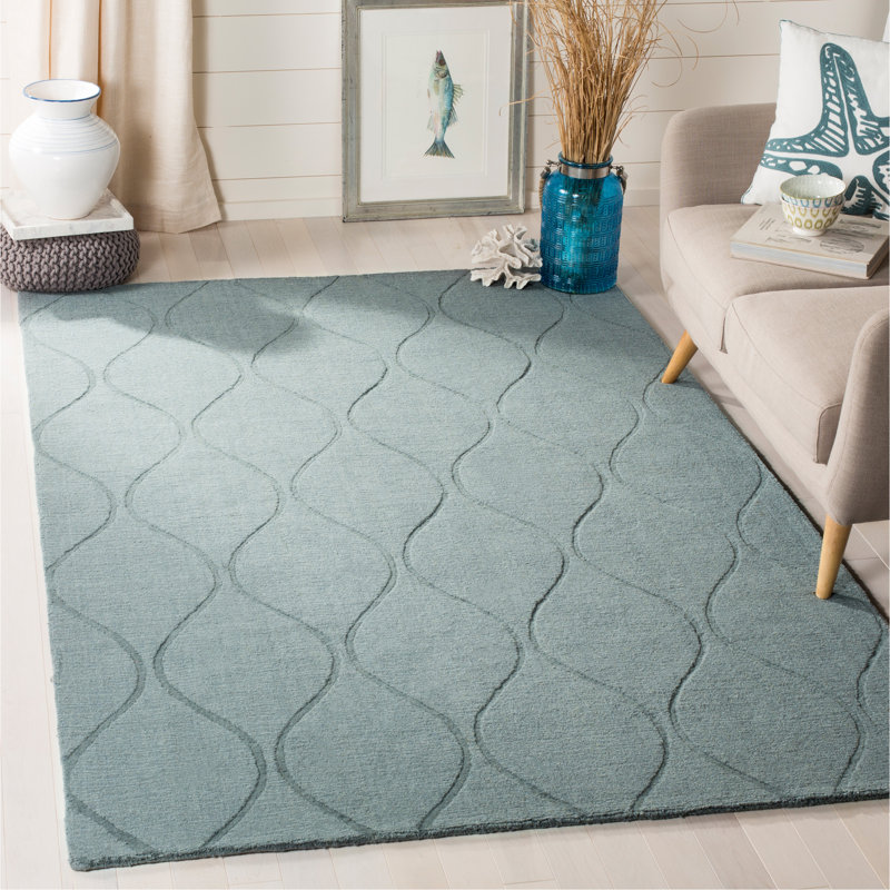 Tapis géométrique en laine tissé à la main Soukup, Rectangle 7 pi 6 po x 9 pi 6 po
