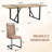 87" Wood Dining Table Set With PU Leather Upholstered Dining Chair-116617902-123060575