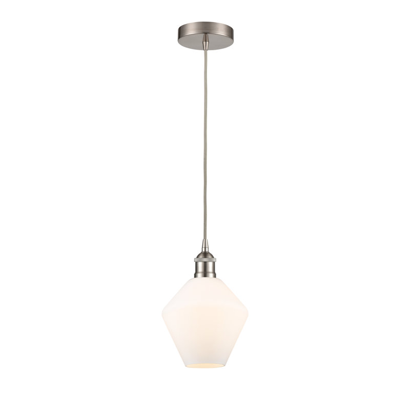 Luminaire suspendu conique à 1 lumière Gabbie, Blanc mat, Nickel satiné brossé