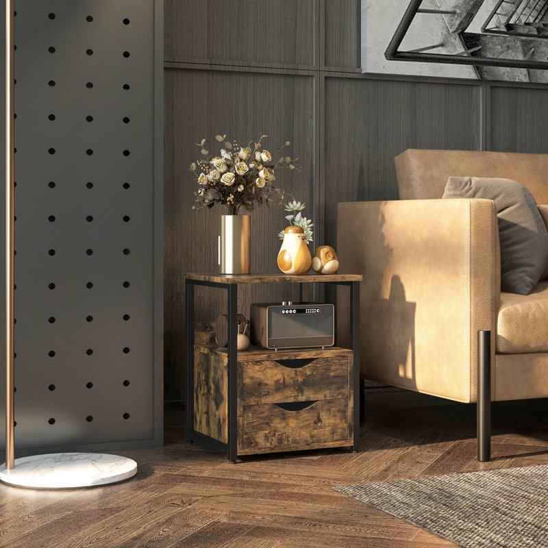 Table de bout avec 2 tiroirs HOMcom