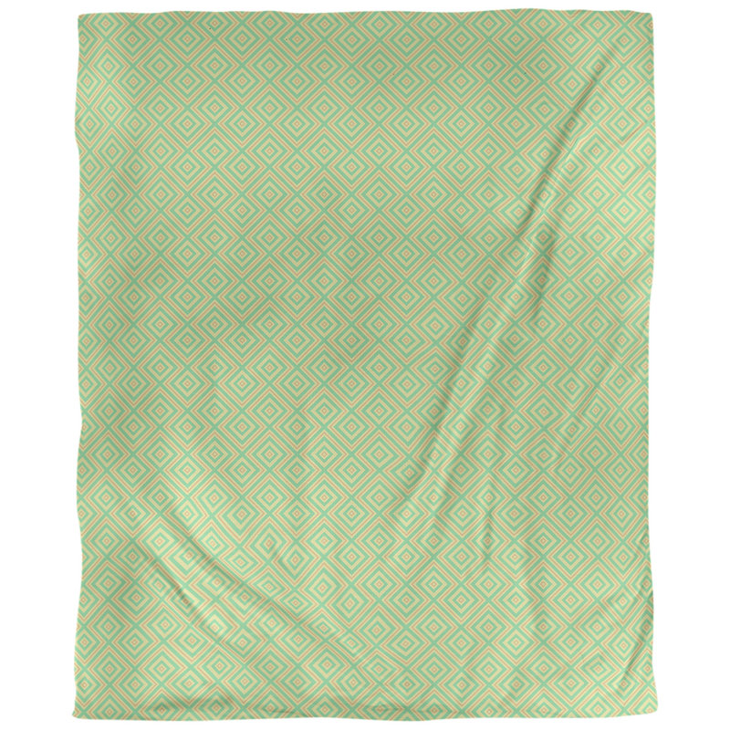 Tissu carré en treillis, Vert / Orange, L 60 po x l 36 po, Polyester filé