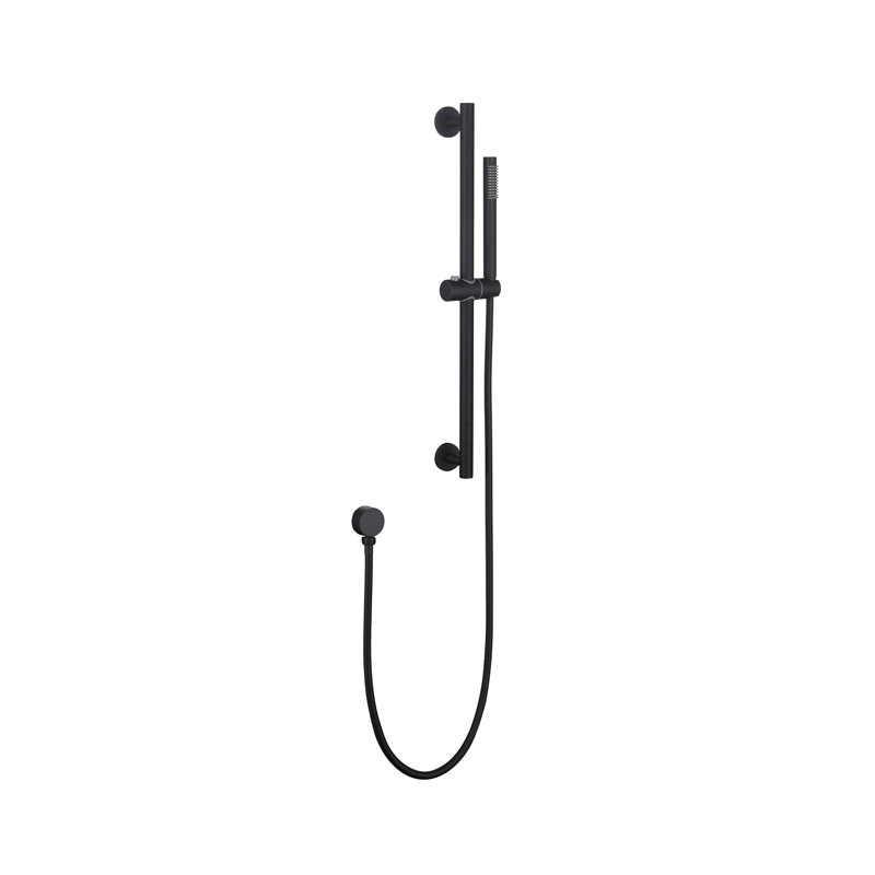 Pomme de douche à main à haute pression noir mat avec barre coulissante combinée, barre coulissante de douche à hauteur réglable de 26,38 pouces, boyau extra long de 59 pouces, coude d'alimentation en laiton