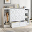 Lit escamotable moderne avec 3 tablettes ouvertes, une armoire et un tiroir