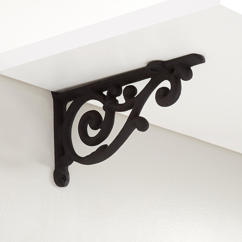 Dulcet Cast Iron Shelf Bracket, 3.75" H x 5.25" W x 0.5" D, Matte Black
