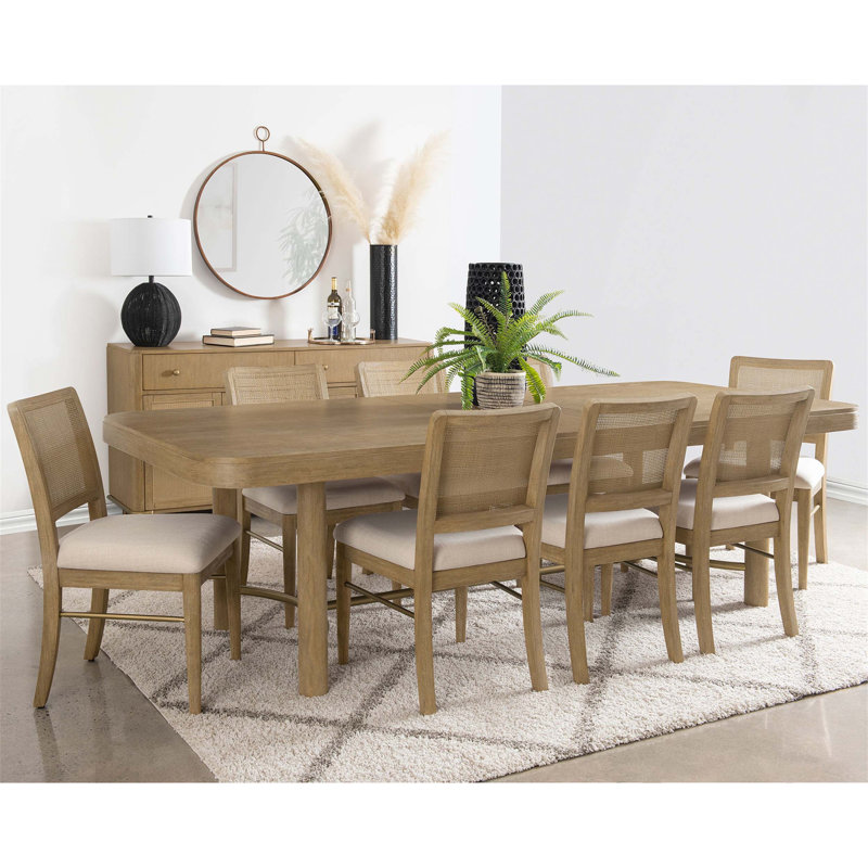 Ensemble de table de salle à manger à rallonge 9 pièces Benson Sand Wash, 9 pièces : table, 8 chaises