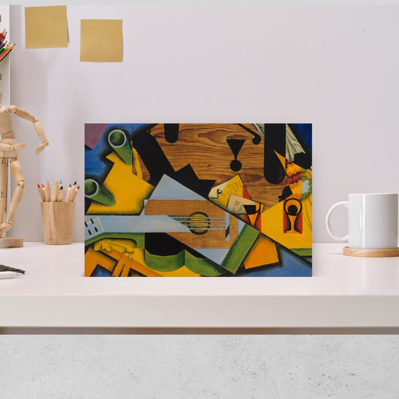 Nature morte à la guitare, 1913 - Estampe murale abstraite contemporaine représentant des fruits, H 12 po x l 18 po