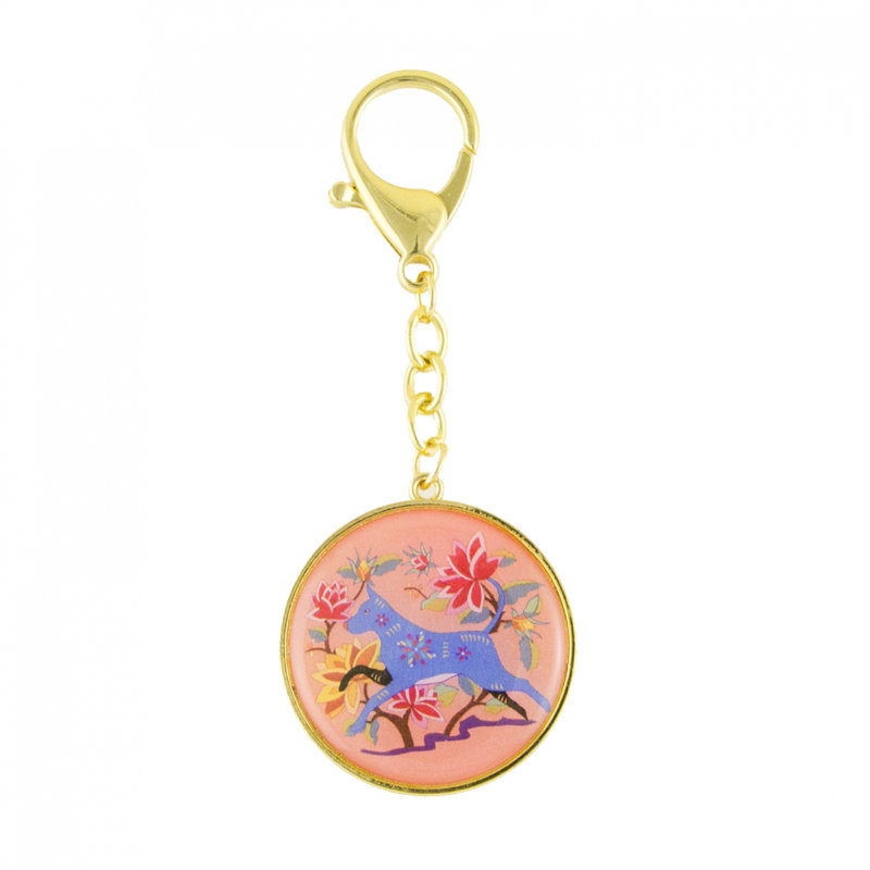 Feng Shui Import 2'' W Gold/Pink/Purple Key Chain