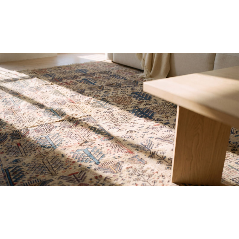 Ivory Color Antique Square Shape Tribal Geometric Caucasian Verneh Kilim Flatwoven Rug