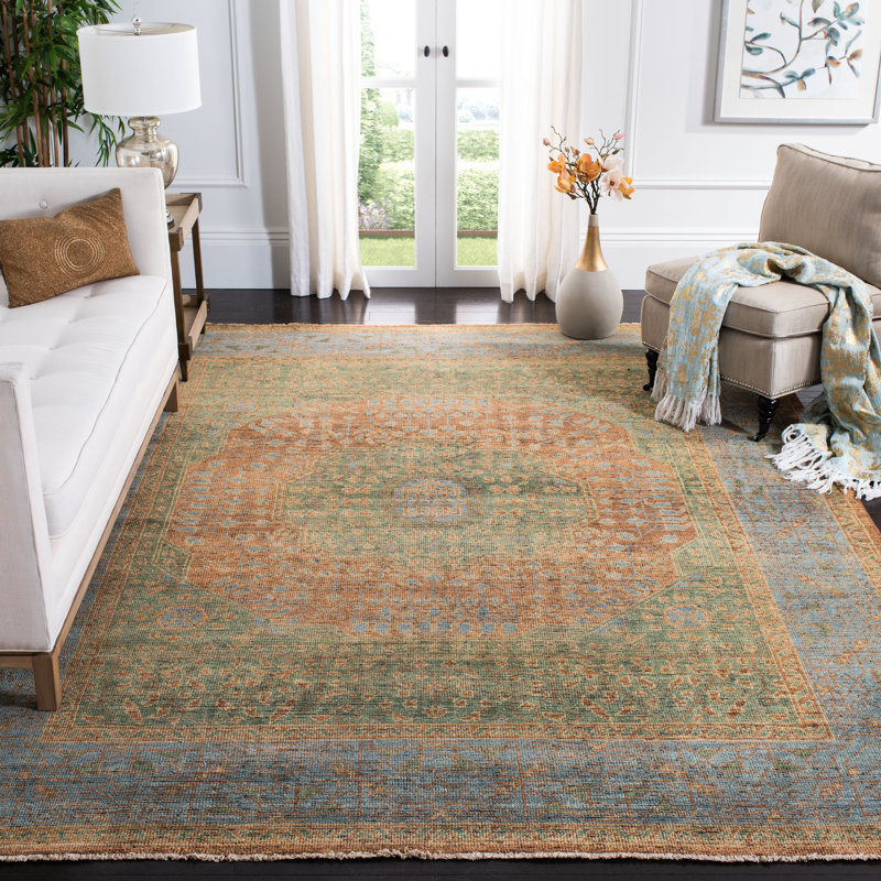 Tapis oriental en laine noué à la main Kline, Rectangle 8 pi x 10 pi
