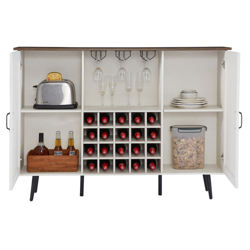 Armoire à vin autoportante avec rangement supplémentaire et support blanc