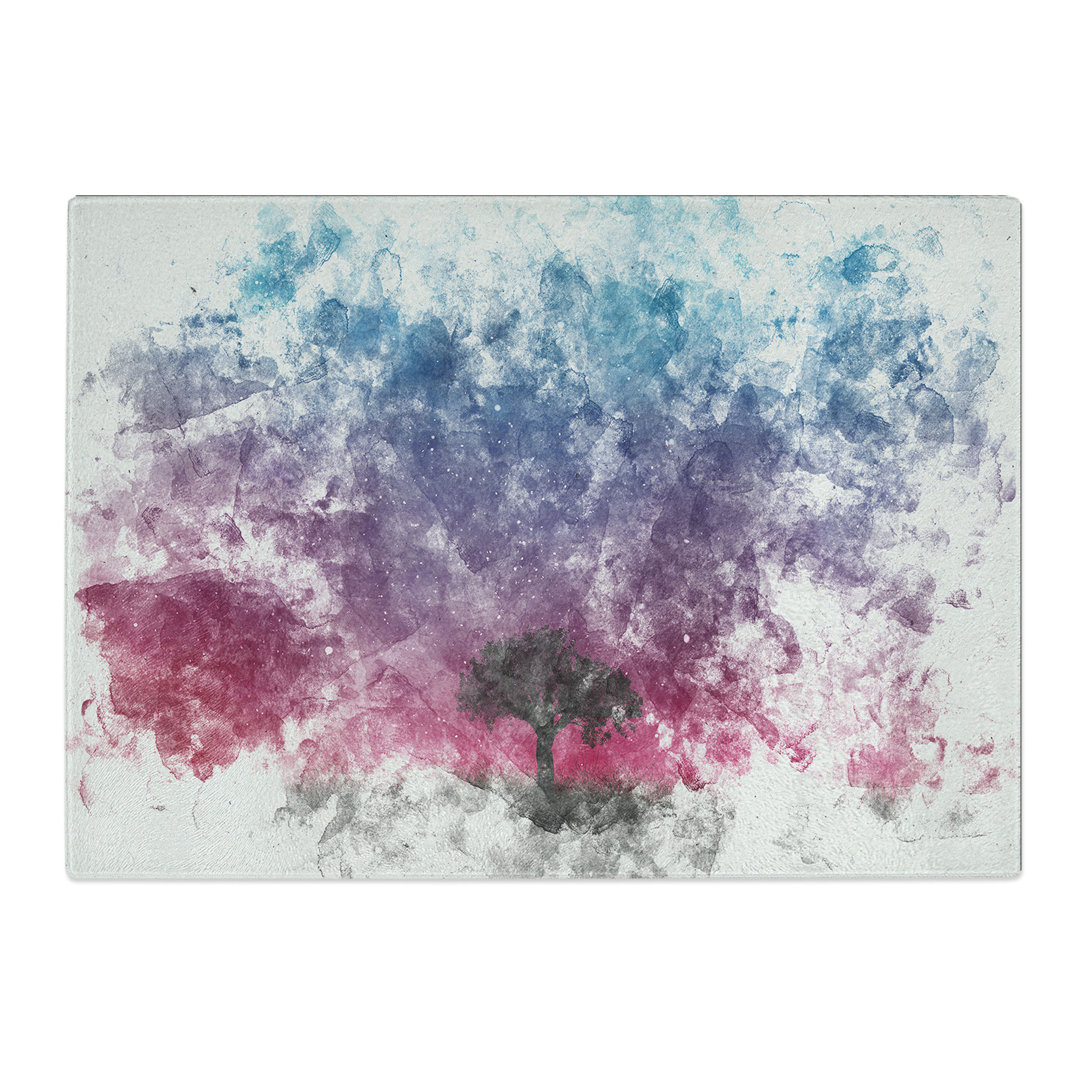 Tempered Glass Tree Under the Cosmos Watercolour Chopping Board