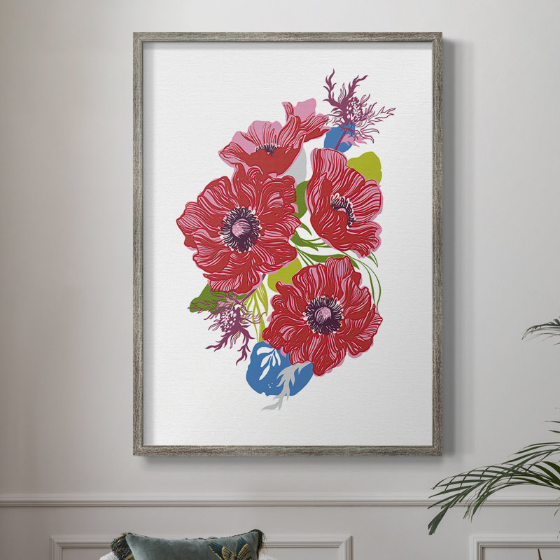 Brilliant Poppies I, reproduction encadrée - bois massif, H 21 po x l 17 po