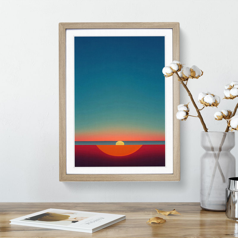 Unusual Abstract Sunset - Wall Art, 66cm H x 48cm W x 3cm D, Oak Picture Framed, White