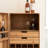 Mobile Wine Cabinet with Glass Rack, Rustic Wood Bar Storage Cart, 15-Bottle Holder with Drawers