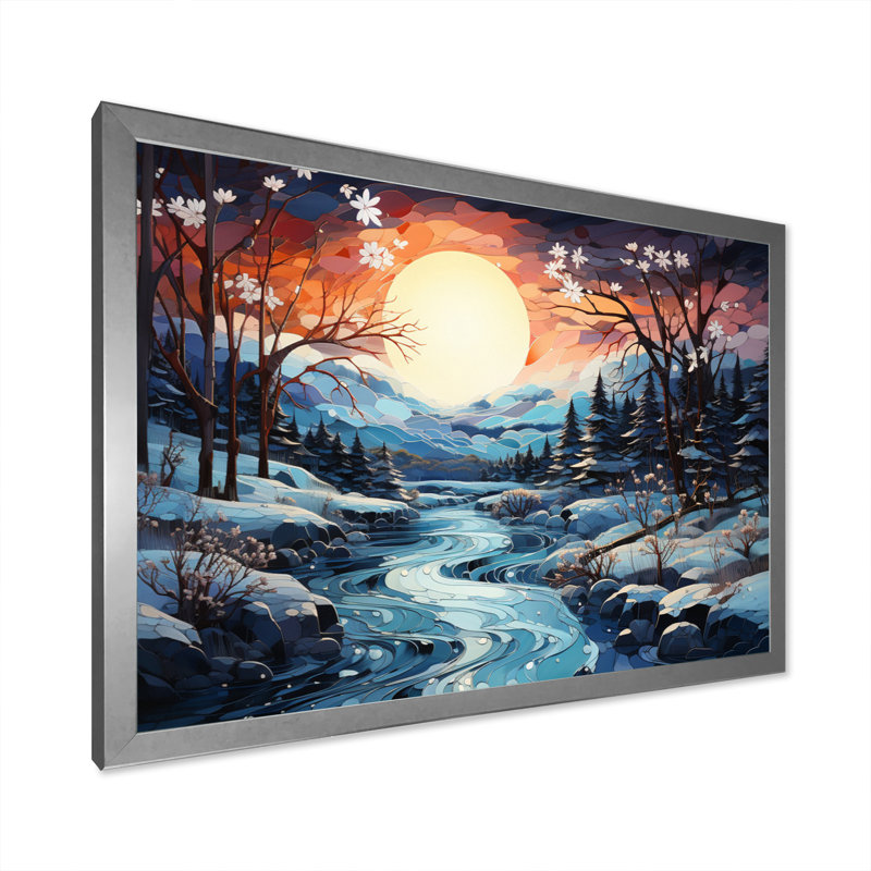 «Betli Glacier Glacial Majesty Pointillism I», reproduction, H 34 po x l 44 po x P 1,5 po, Cadre simple argenté