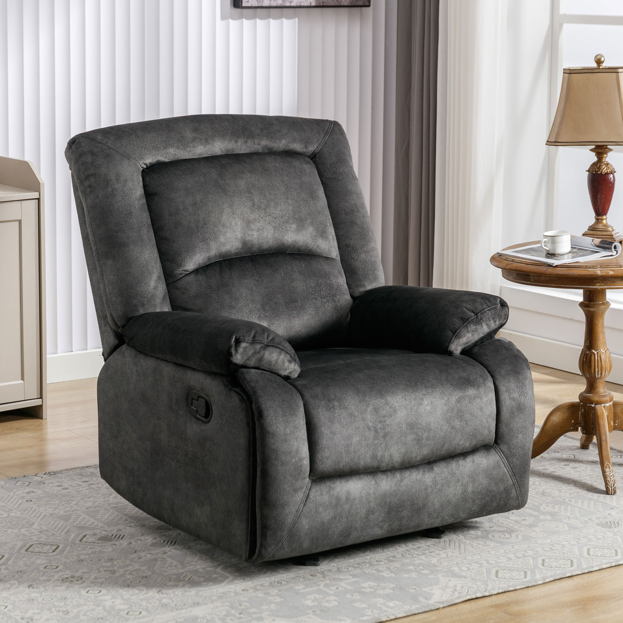 Nicollas 35.8'' Wide Modern and Overstuffed Soft Velvet Rocker and Glider  Manual Recliner Chair
