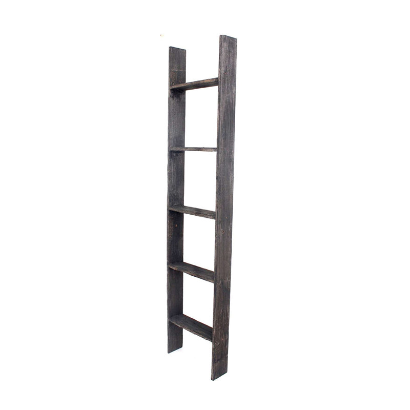 Étagère échelle en bois Orla, Noir, (4 tablettes) H 60 po x l 15 po x P 3 po