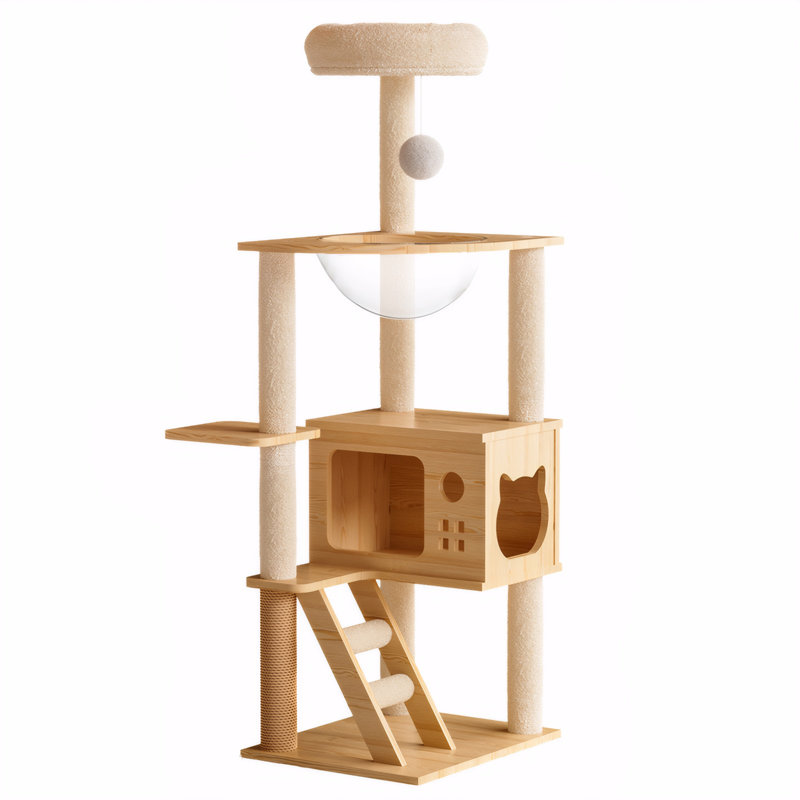 Tour à chat moderne, tour d'arbre à chat en bois pour chats d'intérieur