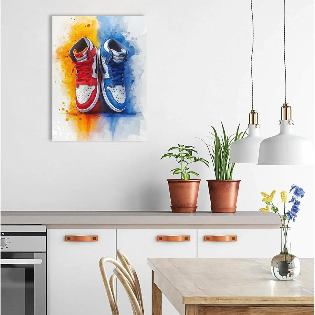 Graffiti Sneaker Poster Canvas Wall Art For Boy’S Room,Trendy Sport Shoe Artwork For Gym Wall Decor,Hypebeast Shoe Picture For Home Decor Framed Ready