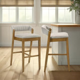Frison Counter Height Or Bar Height Rubberwood Barstool With Fabric Seat - Set Of 2