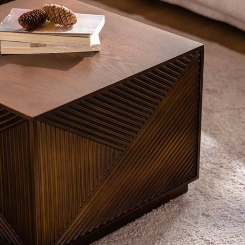 Table basse carrée moderne sans combinaison, H 15,35 po x l 27,56 po x P 27,56 po, Brun