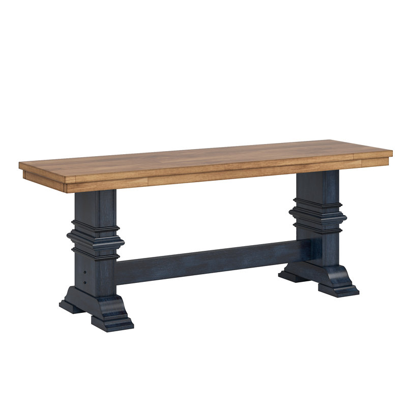 Banc en bois Fortville, Chêne/ Denim antique