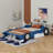 Race Car-Shaped Platform Bed With Wheels-502442474-502442466