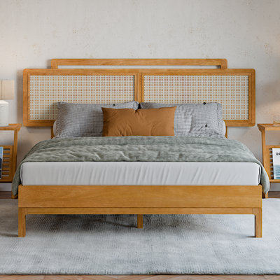 Neil Solid Wood Platform Bed with Headboard, Modern Bed Frame by George Oliver