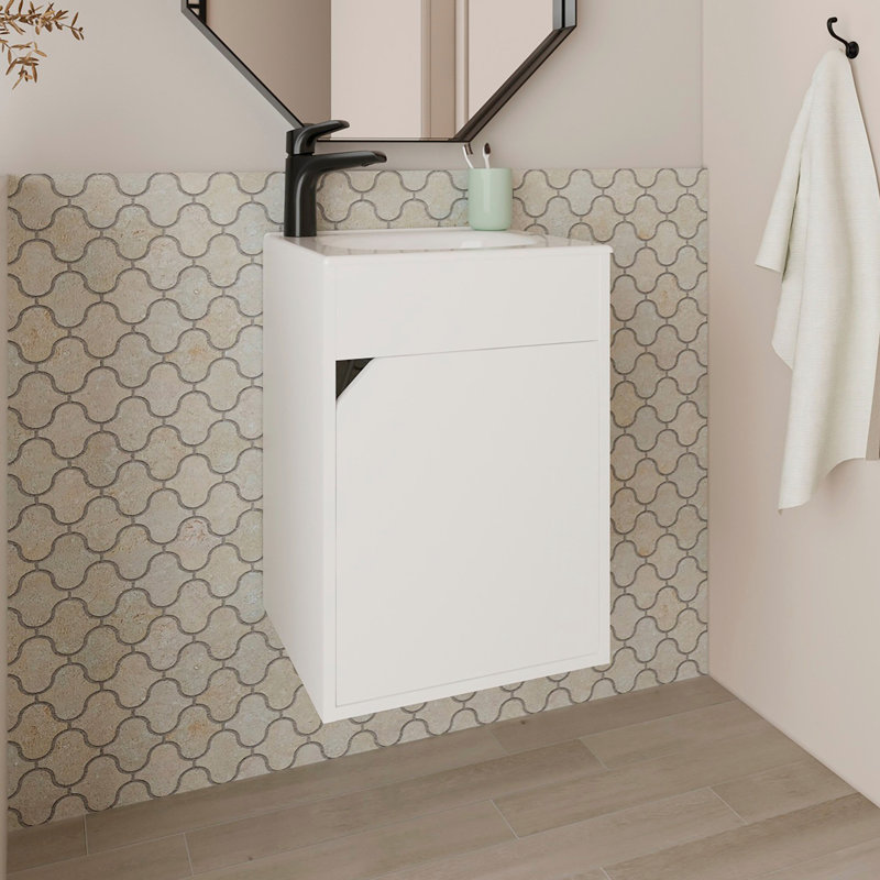 Meuble-lavabo flottant blanc Waconia, Blanc