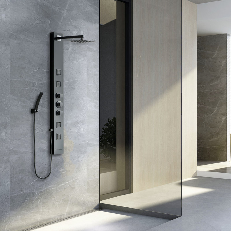 Panneau de douche 55,12, Noir mat