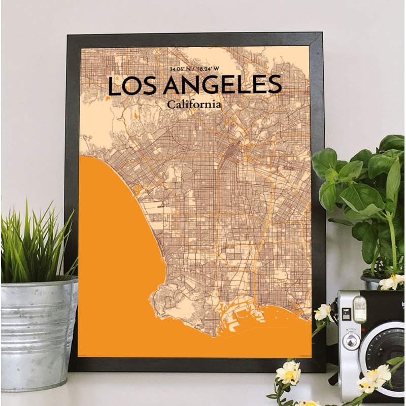 Los Angeles City Map - No Frame Print, 43cm H x 28cm W x 0.13cm D