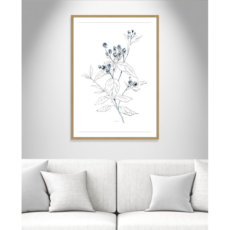Indigo Sketch I by Carol Robinson, 41.5" H x 29.5" W x 0.75" D, Natural Framed